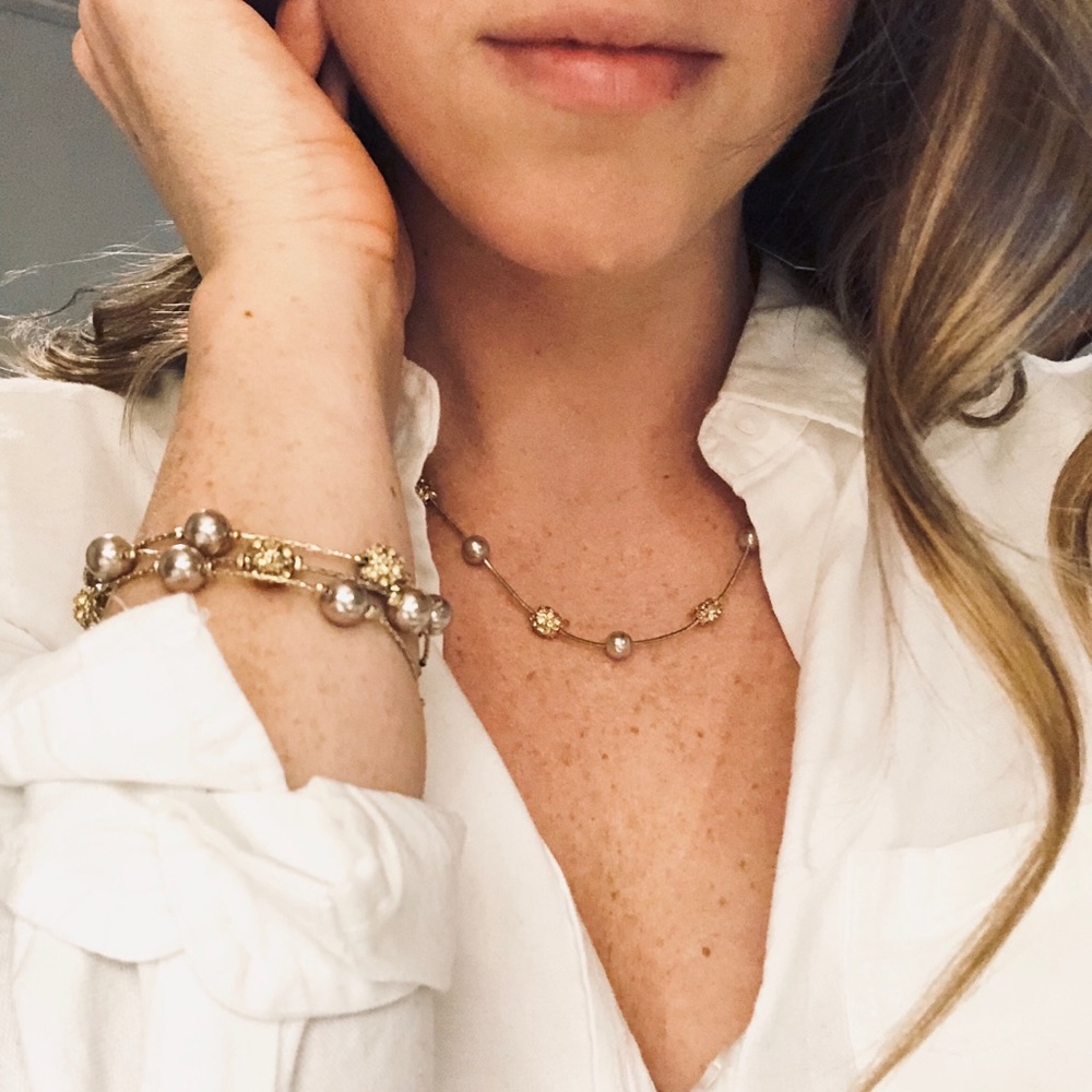 Anne Klein Gold Ball Necklace and Bracelet set